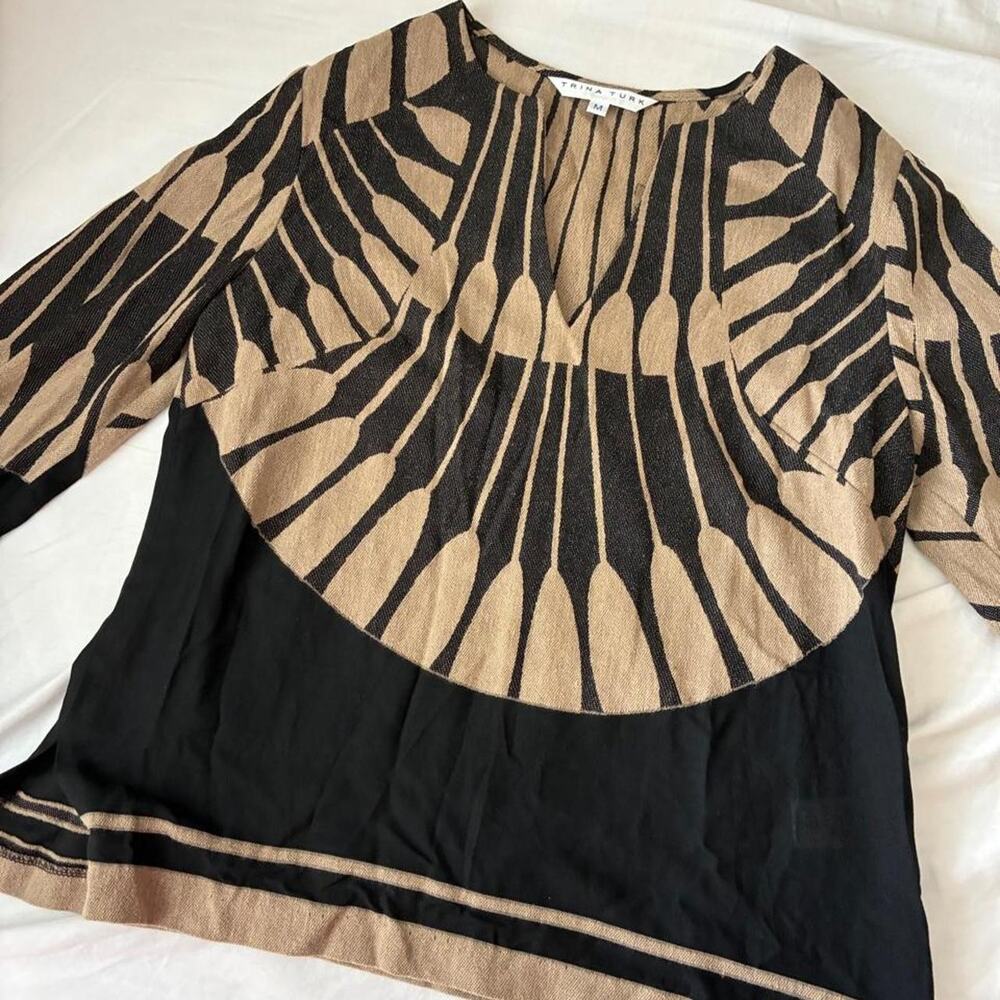 Trina turk black and beige top